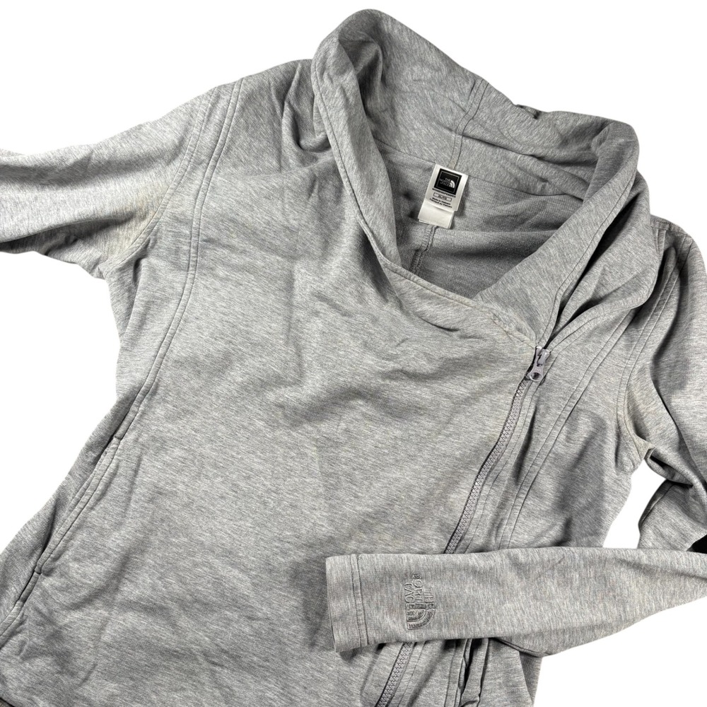 The‎ North Face Womens Gray Asymmetrical Zip Fleece Jacket Hoodie XL *read